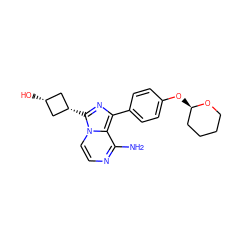 Nc1nccn2c1c(-c1ccc(O[C@@H]3CCCCO3)cc1)nc2[C@H]1C[C@@H](O)C1 ZINC000261077281