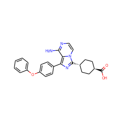 Nc1nccn2c1c(-c1ccc(Oc3ccccc3)cc1)nc2[C@H]1CC[C@H](C(=O)O)CC1 ZINC000261146211