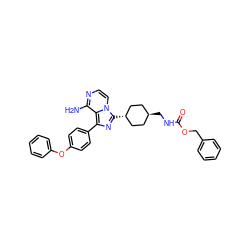 Nc1nccn2c1c(-c1ccc(Oc3ccccc3)cc1)nc2[C@H]1CC[C@H](CNC(=O)OCc2ccccc2)CC1 ZINC000261177398