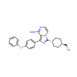 Nc1nccn2c1c(-c1ccc(Oc3ccccc3)cc1)nc2[C@H]1CC[C@H](CO)CC1 ZINC000261091650