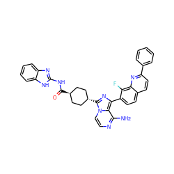 Nc1nccn2c1c(-c1ccc3ccc(-c4ccccc4)nc3c1F)nc2[C@H]1CC[C@H](C(=O)Nc2nc3ccccc3[nH]2)CC1 ZINC000254019636