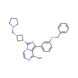 Nc1nccn2c1c(-c1cccc(OCc3ccccc3)c1)nc2[C@H]1C[C@@H](CN2CCCC2)C1 ZINC000101100455