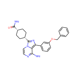 Nc1nccn2c1c(-c1cccc(OCc3ccccc3)c1)nc2[C@H]1CC[C@@H](C(N)=O)CC1 ZINC000101103065