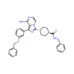 Nc1nccn2c1c(-c1cccc(OCc3ccccc3)c1)nc2[C@H]1CC[C@H](C(=O)NCc2ccccc2)CC1 ZINC000253660084