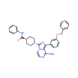 Nc1nccn2c1c(-c1cccc(OCc3ccccc3)c1)nc2[C@H]1CC[C@H](C(=O)Nc2ccccc2)CC1 ZINC000253660115