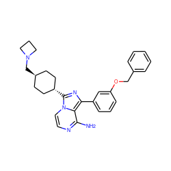 Nc1nccn2c1c(-c1cccc(OCc3ccccc3)c1)nc2[C@H]1CC[C@H](CN2CCC2)CC1 ZINC000253660172