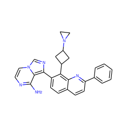 Nc1nccn2cnc(-c3ccc4ccc(-c5ccccc5)nc4c3C3CC(N4CC4)C3)c12 ZINC000043017448