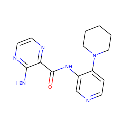 Nc1nccnc1C(=O)Nc1cnccc1N1CCCCC1 ZINC000103237651