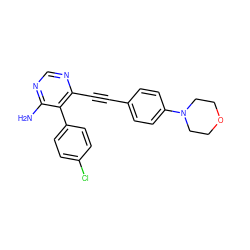 Nc1ncnc(C#Cc2ccc(N3CCOCC3)cc2)c1-c1ccc(Cl)cc1 ZINC000028646558