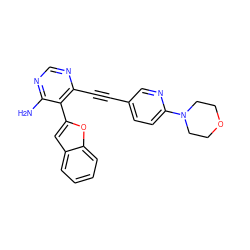 Nc1ncnc(C#Cc2ccc(N3CCOCC3)nc2)c1-c1cc2ccccc2o1 ZINC000028646599