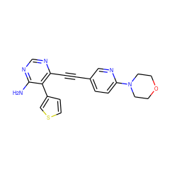 Nc1ncnc(C#Cc2ccc(N3CCOCC3)nc2)c1-c1ccsc1 ZINC000028646594