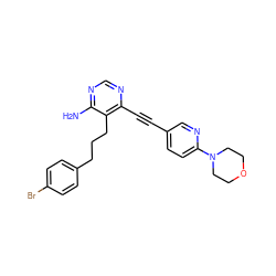 Nc1ncnc(C#Cc2ccc(N3CCOCC3)nc2)c1CCCc1ccc(Br)cc1 ZINC000013475467