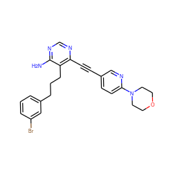 Nc1ncnc(C#Cc2ccc(N3CCOCC3)nc2)c1CCCc1cccc(Br)c1 ZINC000013475466