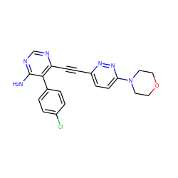 Nc1ncnc(C#Cc2ccc(N3CCOCC3)nn2)c1-c1ccc(Cl)cc1 ZINC000028646562