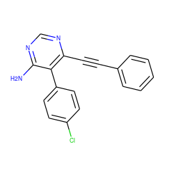 Nc1ncnc(C#Cc2ccccc2)c1-c1ccc(Cl)cc1 ZINC000028646517