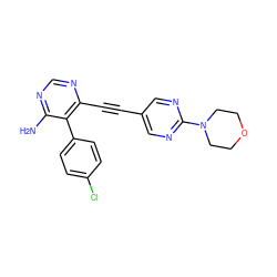 Nc1ncnc(C#Cc2cnc(N3CCOCC3)nc2)c1-c1ccc(Cl)cc1 ZINC000028646560