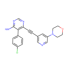 Nc1ncnc(C#Cc2cncc(N3CCOCC3)c2)c1-c1ccc(Cl)cc1 ZINC000028646565