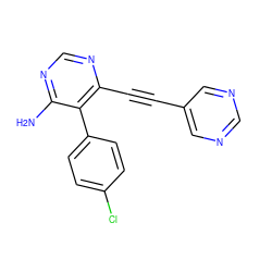 Nc1ncnc(C#Cc2cncnc2)c1-c1ccc(Cl)cc1 ZINC000028646543