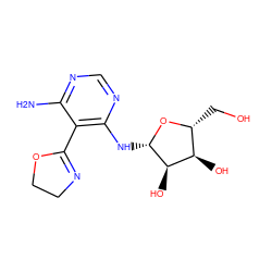 Nc1ncnc(N[C@@H]2O[C@H](CO)[C@@H](O)[C@H]2O)c1C1=NCCO1 ZINC000026487016