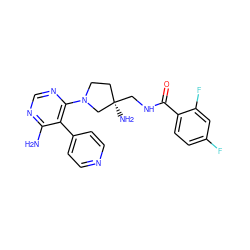 Nc1ncnc(N2CC[C@@](N)(CNC(=O)c3ccc(F)cc3F)C2)c1-c1ccncc1 ZINC000219045333