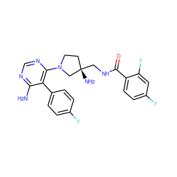 Nc1ncnc(N2CC[C@](N)(CNC(=O)c3ccc(F)cc3F)C2)c1-c1ccc(F)cc1 ZINC000206939323