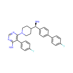 Nc1ncnc(N2CCC([C@@H](N)c3ccc(-c4ccc(F)cc4)cc3)CC2)c1-c1ccc(F)cc1 ZINC000219094808