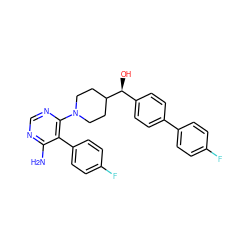 Nc1ncnc(N2CCC([C@@H](O)c3ccc(-c4ccc(F)cc4)cc3)CC2)c1-c1ccc(F)cc1 ZINC000219317842