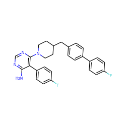 Nc1ncnc(N2CCC(Cc3ccc(-c4ccc(F)cc4)cc3)CC2)c1-c1ccc(F)cc1 ZINC000218684968