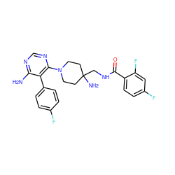 Nc1ncnc(N2CCC(N)(CNC(=O)c3ccc(F)cc3F)CC2)c1-c1ccc(F)cc1 ZINC000219319522