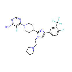 Nc1ncnc(N2CCC(c3nc(-c4ccc(F)c(C(F)(F)F)c4)cn3CCN3CCCC3)CC2)c1F ZINC000219738106