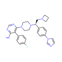 Nc1ncnc(N2CCN([C@@H](CN3CCC3)c3ccc(-n4ccnc4)cc3)CC2)c1-c1ccc(F)cc1 ZINC000219318570