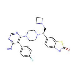 Nc1ncnc(N2CCN([C@@H](CN3CCC3)c3ccc4[nH]c(=O)sc4c3)CC2)c1-c1ccc(F)cc1 ZINC000219305119