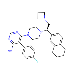 Nc1ncnc(N2CCN([C@@H](CN3CCC3)c3ccc4c(c3)CCCC4)CC2)c1-c1ccc(F)cc1 ZINC000219039338