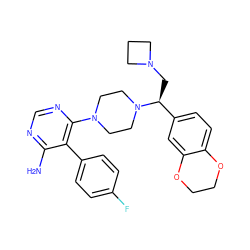 Nc1ncnc(N2CCN([C@@H](CN3CCC3)c3ccc4c(c3)OCCO4)CC2)c1-c1ccc(F)cc1 ZINC000219307732