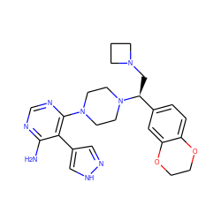 Nc1ncnc(N2CCN([C@@H](CN3CCC3)c3ccc4c(c3)OCCO4)CC2)c1-c1cn[nH]c1 ZINC000219307545