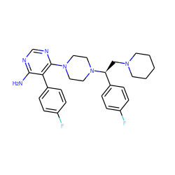 Nc1ncnc(N2CCN([C@@H](CN3CCCCC3)c3ccc(F)cc3)CC2)c1-c1ccc(F)cc1 ZINC000218672426