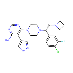 Nc1ncnc(N2CCN([C@H](CN3CCC3)c3ccc(Cl)c(F)c3)CC2)c1-c1cn[nH]c1 ZINC000219315990
