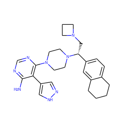 Nc1ncnc(N2CCN([C@H](CN3CCC3)c3ccc4c(c3)CCCC4)CC2)c1-c1cn[nH]c1 ZINC000219317153