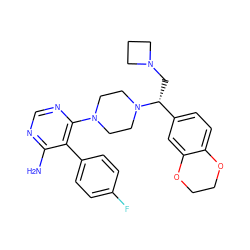 Nc1ncnc(N2CCN([C@H](CN3CCC3)c3ccc4c(c3)OCCO4)CC2)c1-c1ccc(F)cc1 ZINC000219316996