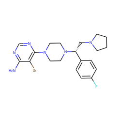 Nc1ncnc(N2CCN([C@H](CN3CCCC3)c3ccc(F)cc3)CC2)c1Br ZINC000219315921