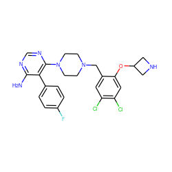 Nc1ncnc(N2CCN(Cc3cc(Cl)c(Cl)cc3OC3CNC3)CC2)c1-c1ccc(F)cc1 ZINC000218698948