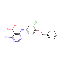 Nc1ncnc(Nc2ccc(OCc3ccccc3)c(Cl)c2)c1C(=O)O ZINC000040865041