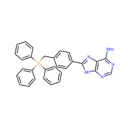 Nc1ncnc2[nH]c(-c3ccc(C[P+](c4ccccc4)(c4ccccc4)c4ccccc4)cc3)nc12 ZINC000008034774