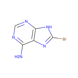 Nc1ncnc2[nH]c(Br)nc12 ZINC000000967449