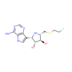 Nc1ncnc2c([C@@H]3N[C@H](CSCCF)[C@@H](O)[C@@H]3O)c[nH]c12 ZINC000169295154