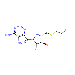 Nc1ncnc2c([C@@H]3N[C@H](CSCCO)[C@@H](O)[C@@H]3O)c[nH]c12 ZINC000169295163