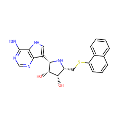 Nc1ncnc2c([C@@H]3N[C@H](CSc4cccc5ccccc45)[C@H](O)[C@@H]3O)c[nH]c12 ZINC000101008163