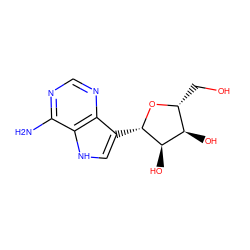 Nc1ncnc2c([C@@H]3O[C@H](CO)[C@@H](O)[C@H]3O)c[nH]c12 ZINC000145058639