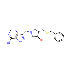 Nc1ncnc2c(CN3C[C@H](CSCc4ccccc4)[C@@H](O)C3)n[nH]c12 ZINC000013648002