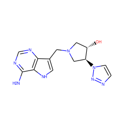 Nc1ncnc2c(CN3C[C@H](O)[C@@H](n4ccnn4)C3)c[nH]c12 ZINC000064574017